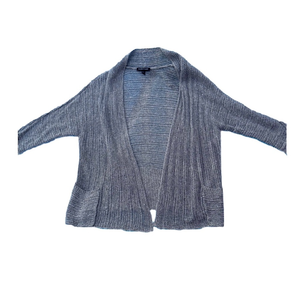 Eileen Fisher  Silk linen Gray Open-Front Women's Sweater